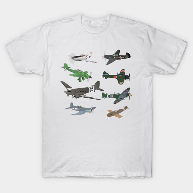 Multiple WW2 Airplanes T-Shirt by NorseTech